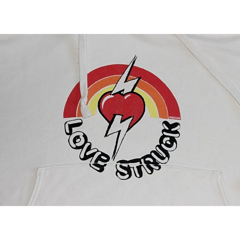 Re/Done - Love Struck Hoodie in Ivory, Medium - some flaws, READ - Picture 8 of 12